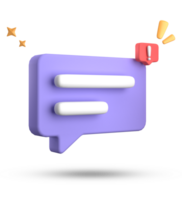 3d rendering of speech bubble, 3D pastel chat with exclamation mark icon set. png