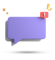 3d rendering of speech bubble, 3D pastel chat with exclamation mark icon set. png