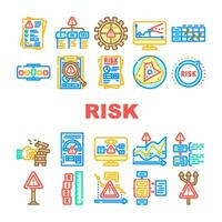 risk analyst business icons set vector