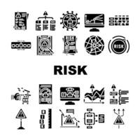 risk analyst business icons set vector