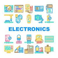 electronics technician industry icons set vector