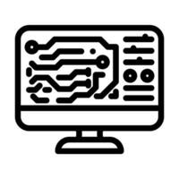 printed circuit design electronics line icon vector illustration