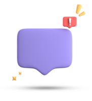 3d rendering of speech bubble, 3D pastel chat with exclamation mark icon set. png