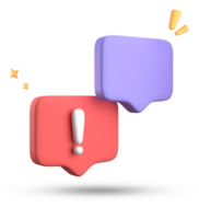 3d rendering of speech bubble, 3D pastel chat with exclamation mark icon set. png