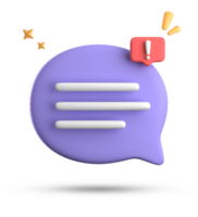 3d rendering of speech bubble, 3D pastel chat with exclamation mark icon set. png