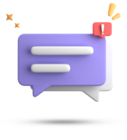 3d rendering of speech bubble, 3D pastel chat with exclamation mark icon set. png