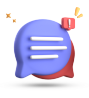 3d rendering of speech bubble, 3D pastel chat with exclamation mark icon set. png