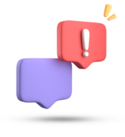 3d rendering of speech bubble, 3D pastel chat with exclamation mark icon set. png