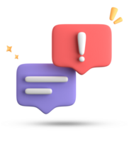 3d rendering of speech bubble, 3D pastel chat with exclamation mark icon set. png