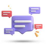 3d rendering of speech bubble, 3D pastel chat with symbol icon set. png