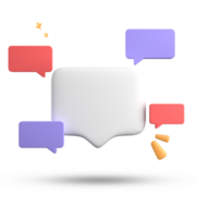 3d rendering of speech bubble, 3D pastel chat with symbol icon set. png