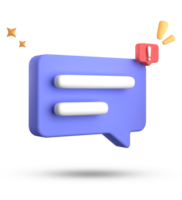 3d rendering of speech bubble, 3D pastel chat with exclamation mark icon set. png