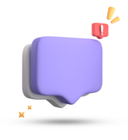 3d rendering of speech bubble, 3D pastel chat with exclamation mark icon set. png