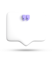 3d renderen van blanco toespraak bubbel voor getuigenis, 3d pastel icoon set. png