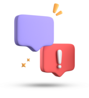 3d rendering of speech bubble, 3D pastel chat with exclamation mark icon set. png