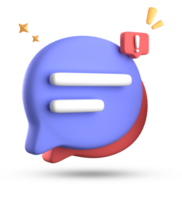 3d rendering of speech bubble, 3D pastel chat with exclamation mark icon set. png