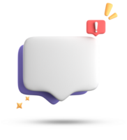 3d rendering of speech bubble, 3D pastel chat with exclamation mark icon set. png