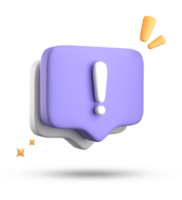 3d rendering of speech bubble, 3D pastel chat with exclamation mark icon set. png