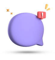 3d rendering of speech bubble, 3D pastel chat with exclamation mark icon set. png