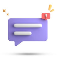 3d rendering of speech bubble, 3D pastel chat with exclamation mark icon set. png