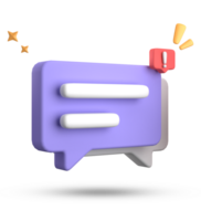 3d rendering of speech bubble, 3D pastel chat with exclamation mark icon set. png