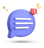 3d rendering of speech bubble, 3D pastel chat with exclamation mark icon set. png