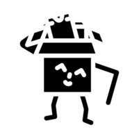 take out cardboard box character glyph icon vector illustration