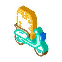 riding scooter cardboard box character isometric icon vector illustration