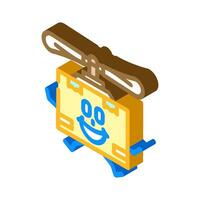 drone cardboard box character isometric icon vector illustration