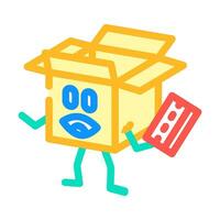 crédito tarjeta cartulina caja personaje color icono vector ilustración