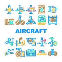 aircraft mechanic aviation icons set vector