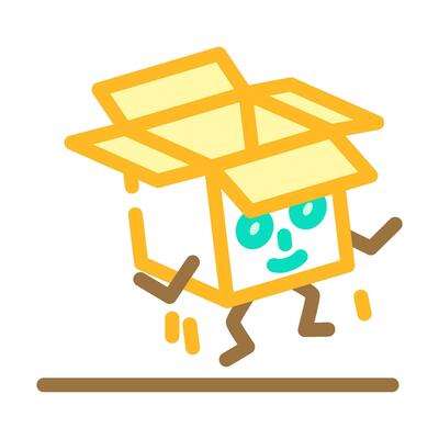 jump cardboard box character color icon vector illustration