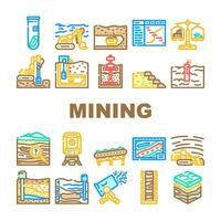 mining engineer industry icons set vector