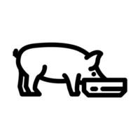 pig feeding farm line icon vector illustration