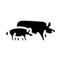 cerdo lechones granja glifo icono vector ilustración