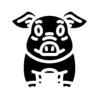 linda cerdito cerdo granja glifo icono vector ilustración