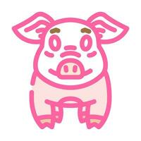 linda cerdito cerdo granja color icono vector ilustración