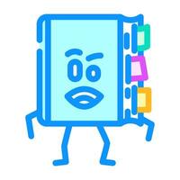 flat happy book character color icon vector illustration