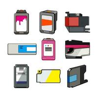 ink cartridge set cartoon vector illustration