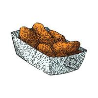 fast fried chicken sketch hand drawn vector