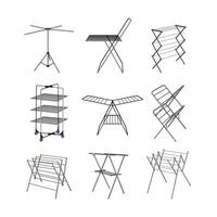 clothes drying rack set cartoon vector illustration