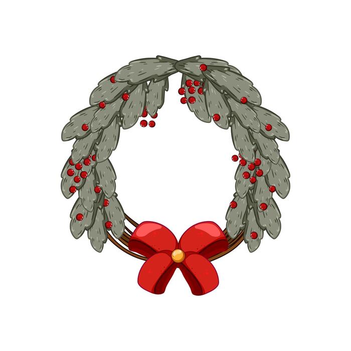 Cartoon Christmas Wreath Vector Art, Icons, and Graphics for Free Download