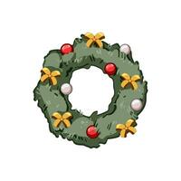 party christmas wreath cartoon vector illustration