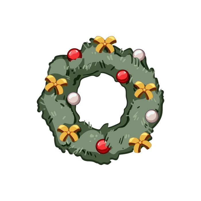 Cartoon Christmas Wreath Vector Art, Icons, and Graphics for Free Download