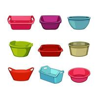 basin plastic set cartoon vector illustration