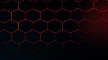 Red hexagon on a black background, technological hexagonal background, Generative AI photo