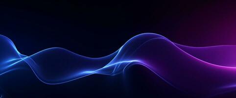 A blue and purple flowing wave on a dark background, modern tech Abstract Background, Generative AI photo