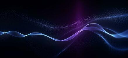 A blue and purple flowing wave on a dark background, modern tech Abstract Background, Generative AI photo