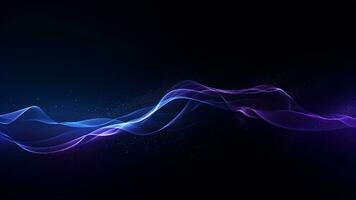 A blue and purple flowing wave on a dark background, modern tech Abstract Background, Generative AI photo