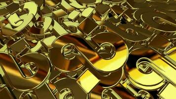 Luxury Business Background with Floating Gold Shapes, Reflection, Figures, 3D Render, Exclusive video